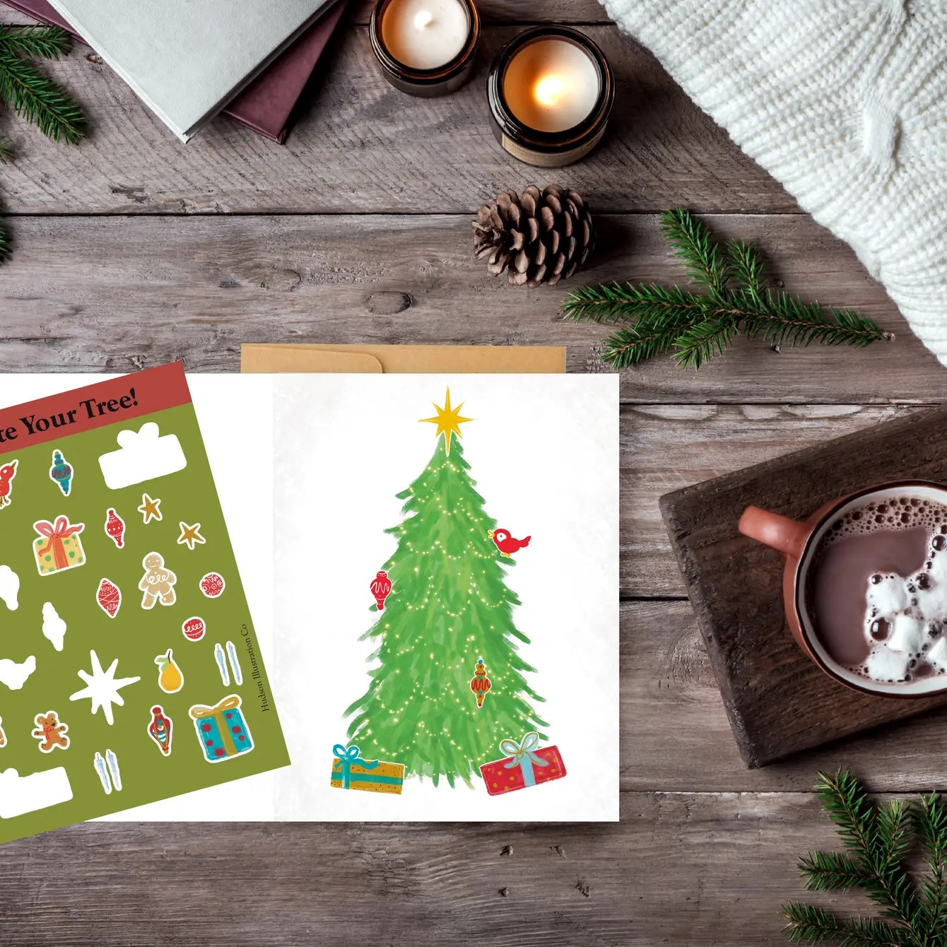 Decorate Your Own Christmas Tree Card with Stickers DIY Kit