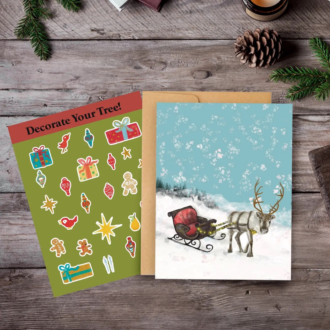 Decorate Your Own Christmas Tree Card with Stickers DIY Kit