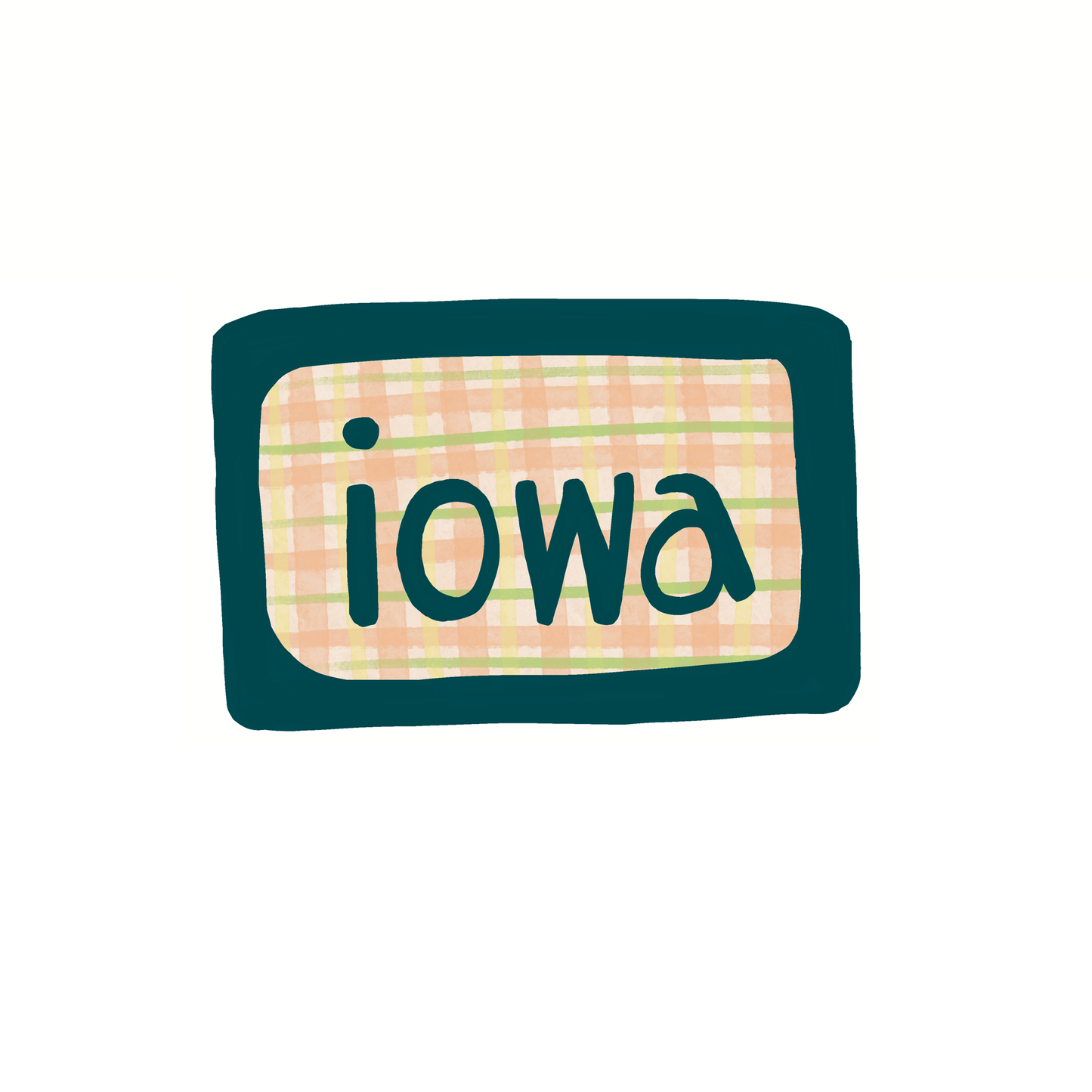 Iowa - Plaid - Sticker, Magnet, Postcard, or Print