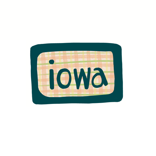 Iowa - Plaid - Sticker, Magnet, Postcard, or Print