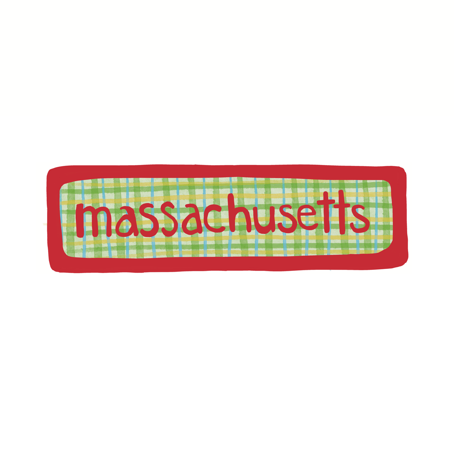 Massachusetts - Plaid - Sticker, Magnet, Postcard, or Print