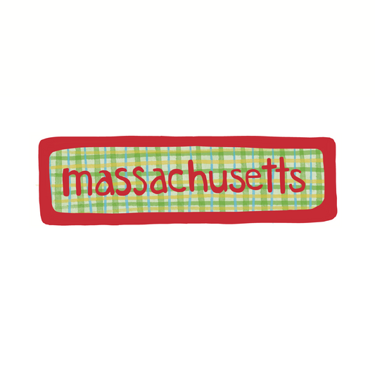 Massachusetts - Plaid - Sticker, Magnet, Postcard, or Print