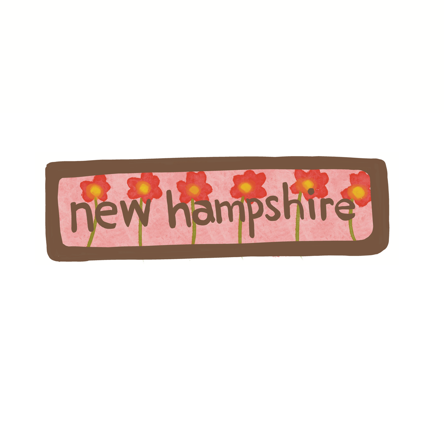 New Hampshire - Flowers - Sticker, Magnet, Postcard, or Print