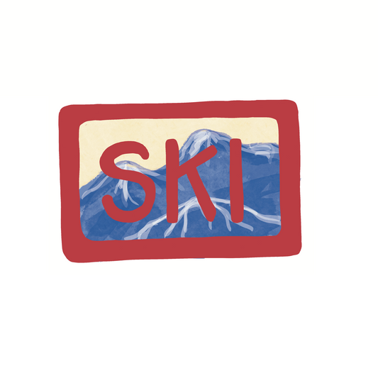Ski - Skiing, Snowboarding, Mountain - Sticker, Magnet, Postcard, or Print