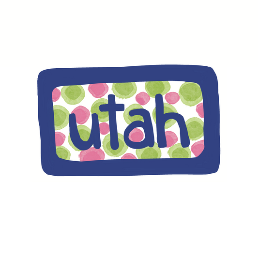 Utah - Dots - Sticker, Magnet, Postcard, or Print
