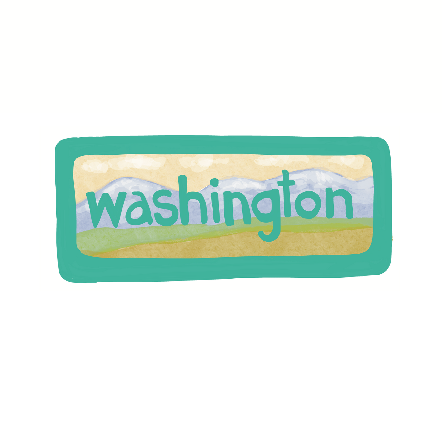 Washington - Mountains - Sticker, Magnet, Postcard, or Print