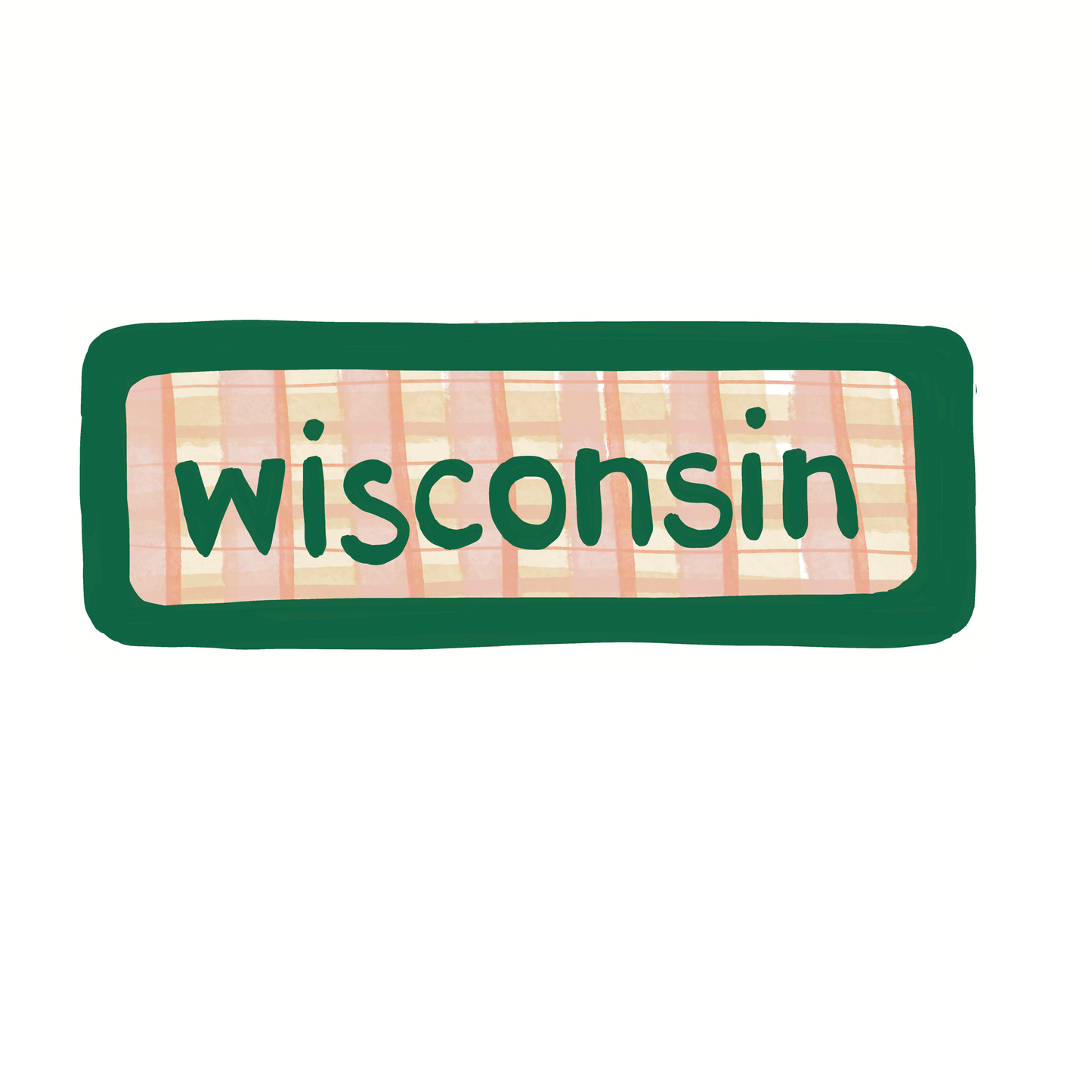 Wisconsin - Plaid - Sticker, Magnet, Postcard, or Print