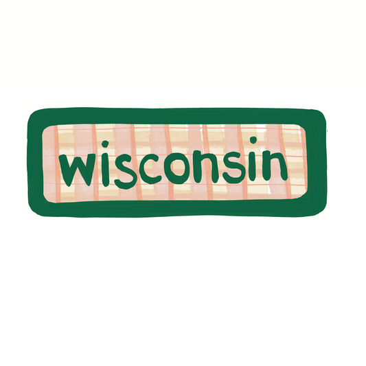 Wisconsin - Plaid - Sticker, Magnet, Postcard, or Print