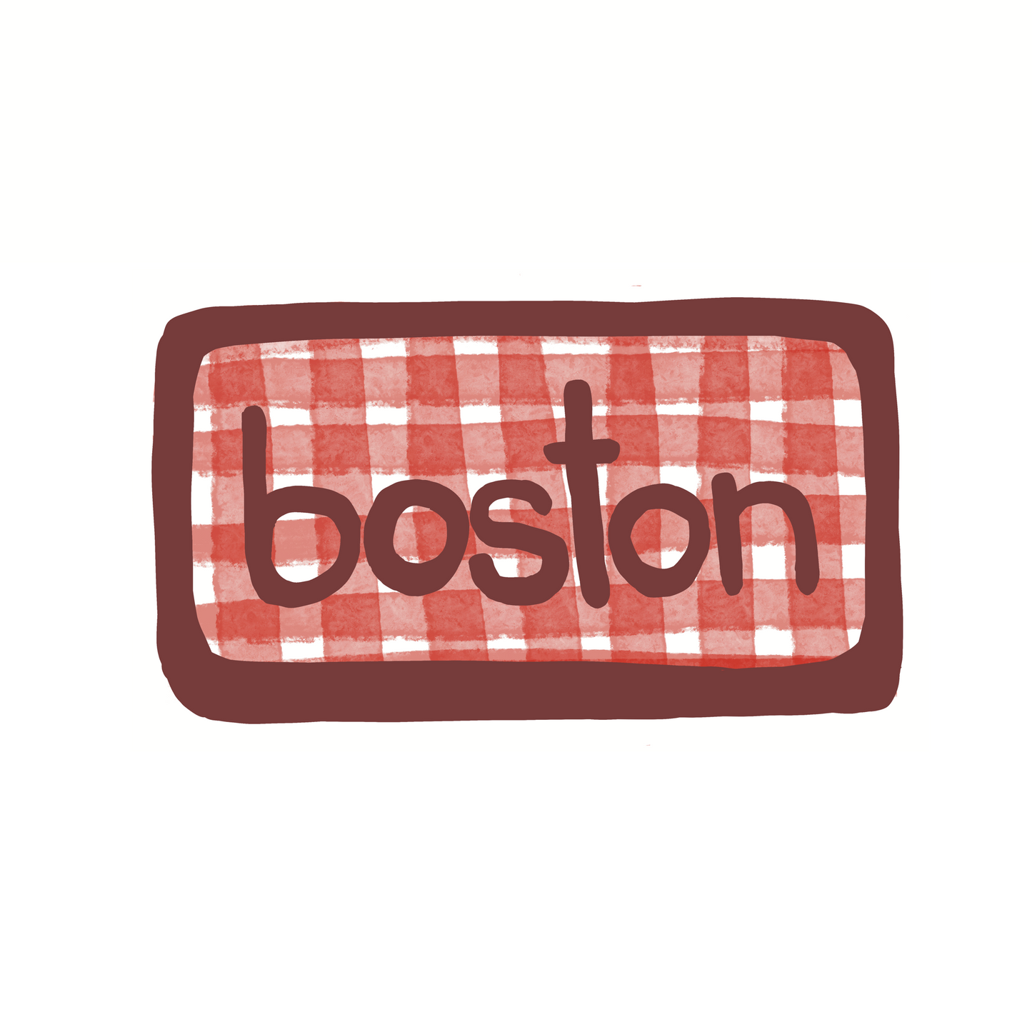 Boston - Plaid - Sticker, Magnet, Postcard, or Print