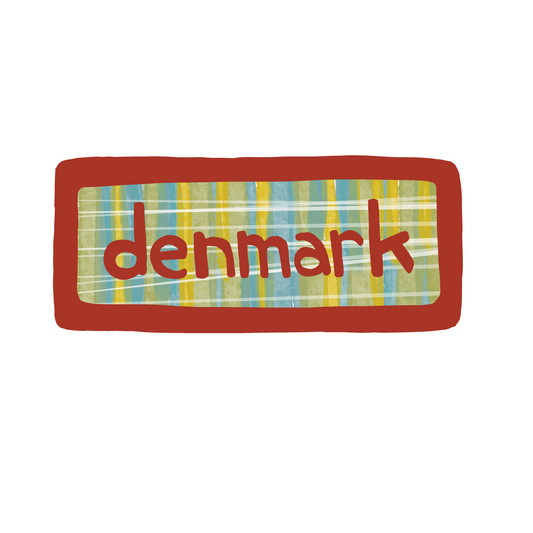 Denmark  - Green Stripes - Sticker, Magnet, Postcard, or Print