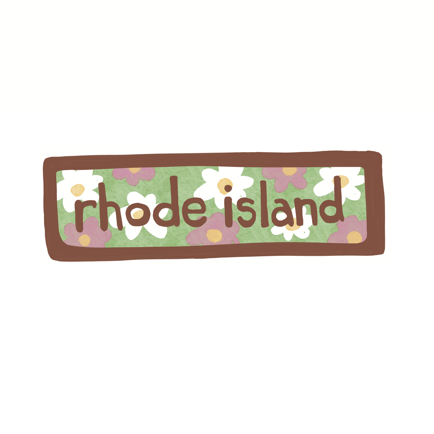 Rhode Island - Flowers - Sticker, Magnet, Postcard, or Print