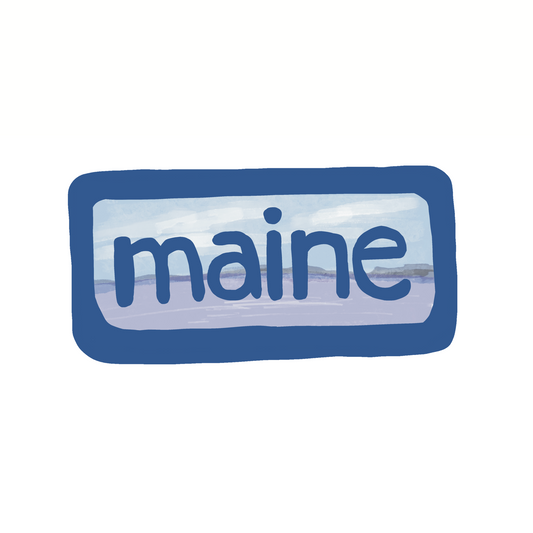 Maine - Skyline - Sticker, Magnet, Postcard, or Print