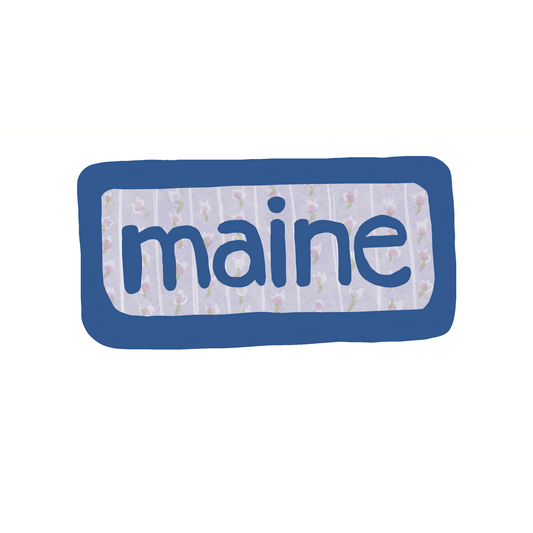 Maine - Floral - Sticker, Magnet, Postcard, or Print