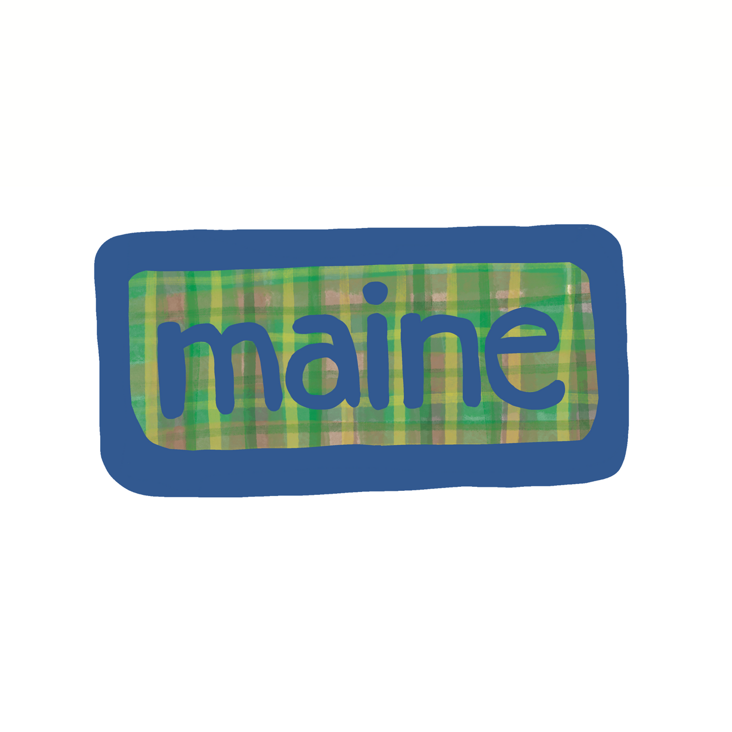 Maine - Plaid - Sticker, Magnet, Postcard, or Print