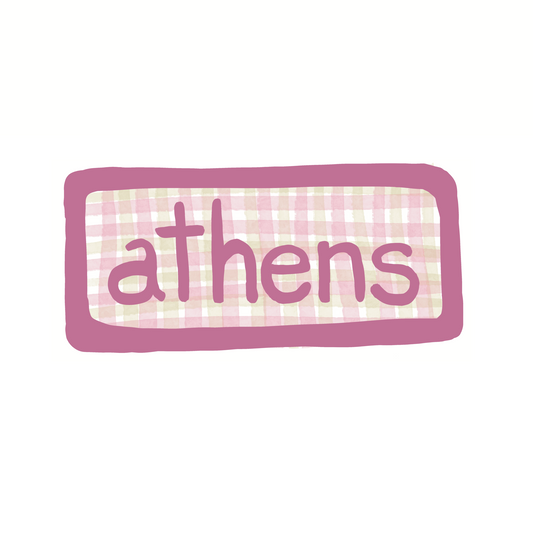 Athens - Gingham - Sticker, Magnet, Postcard, or Print