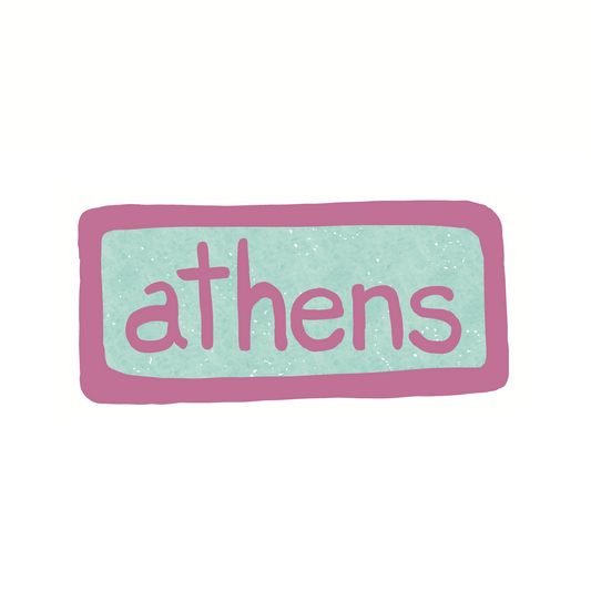 Athens - Blue - Sticker, Magnet, Postcard, or Print