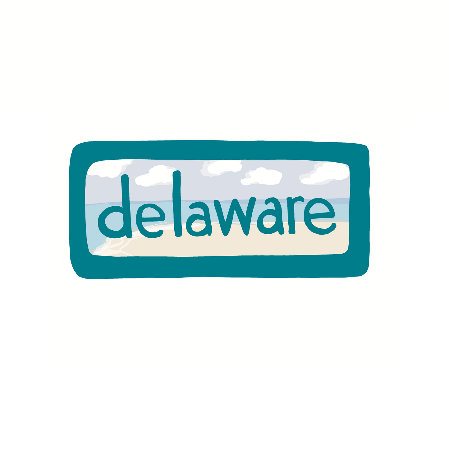 Delaware - Beach - Sticker, Magnet, Postcard, or Print