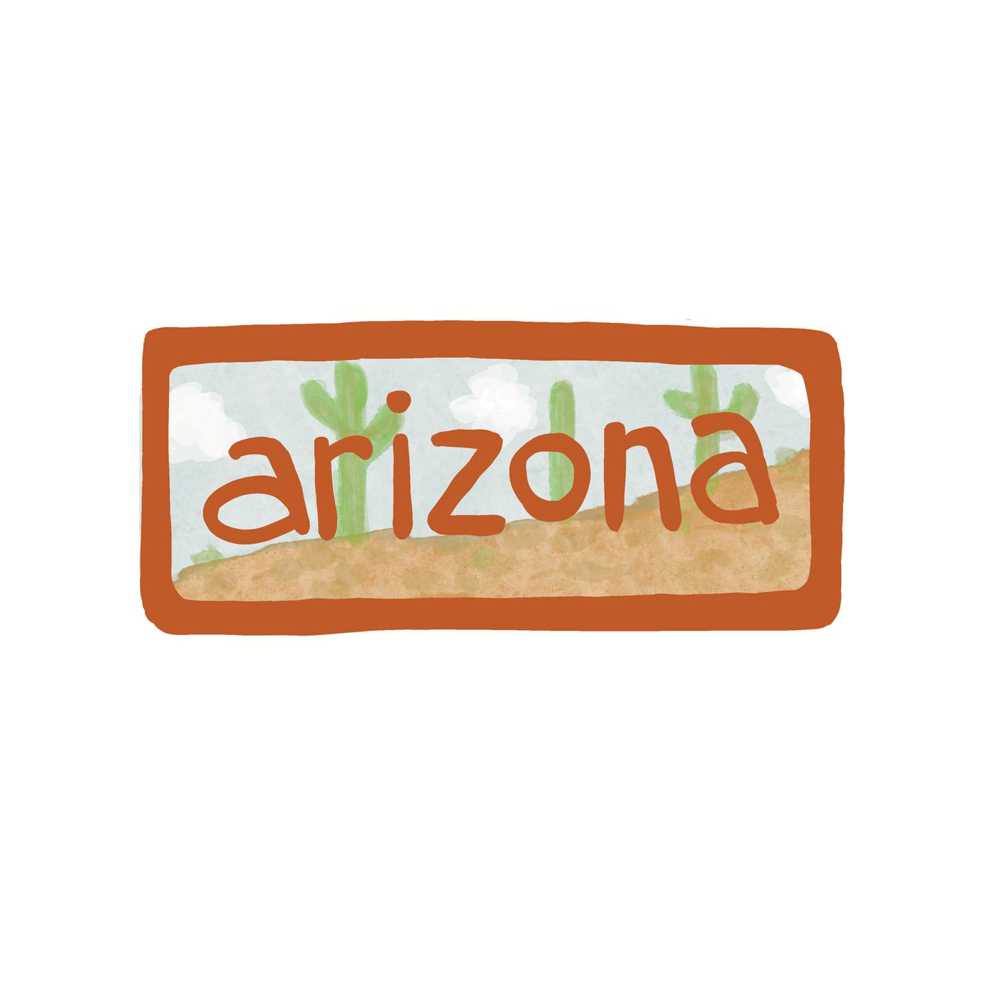 Arizona - Cactus - Sticker, Magnet, Postcard, or Print
