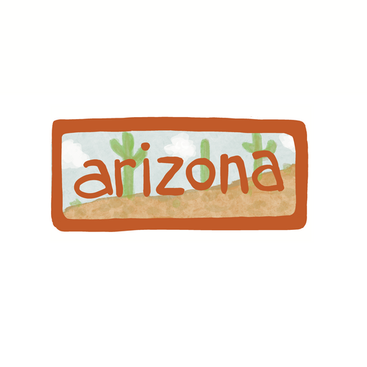 Arizona - Cactus - Sticker, Magnet, Postcard, or Print