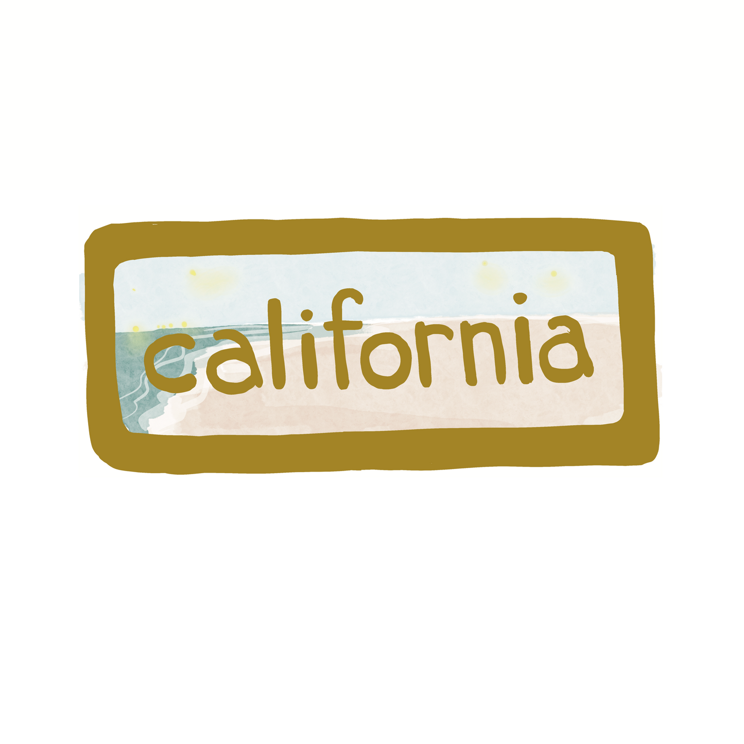 California - Beach - Sticker, Magnet, Postcard, or Print