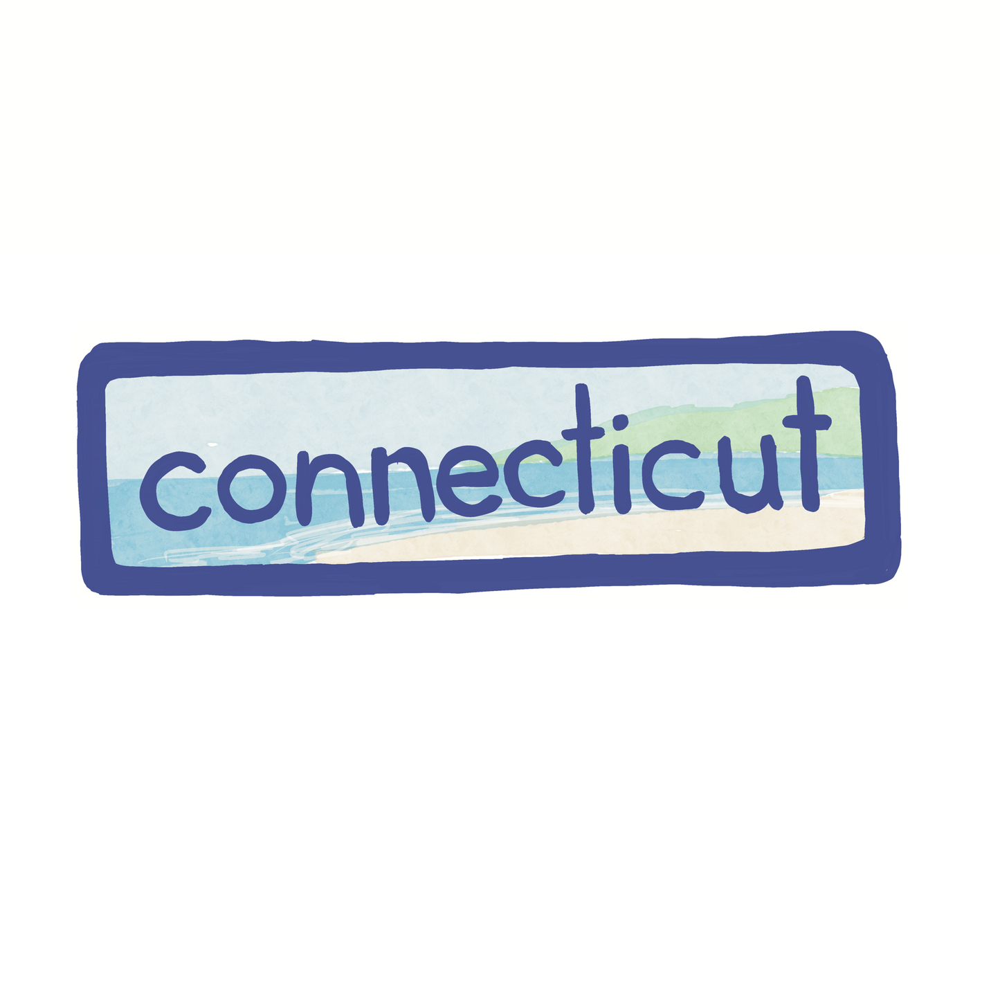 Connecticut - Beach - Sticker, Magnet, Postcard, or Print
