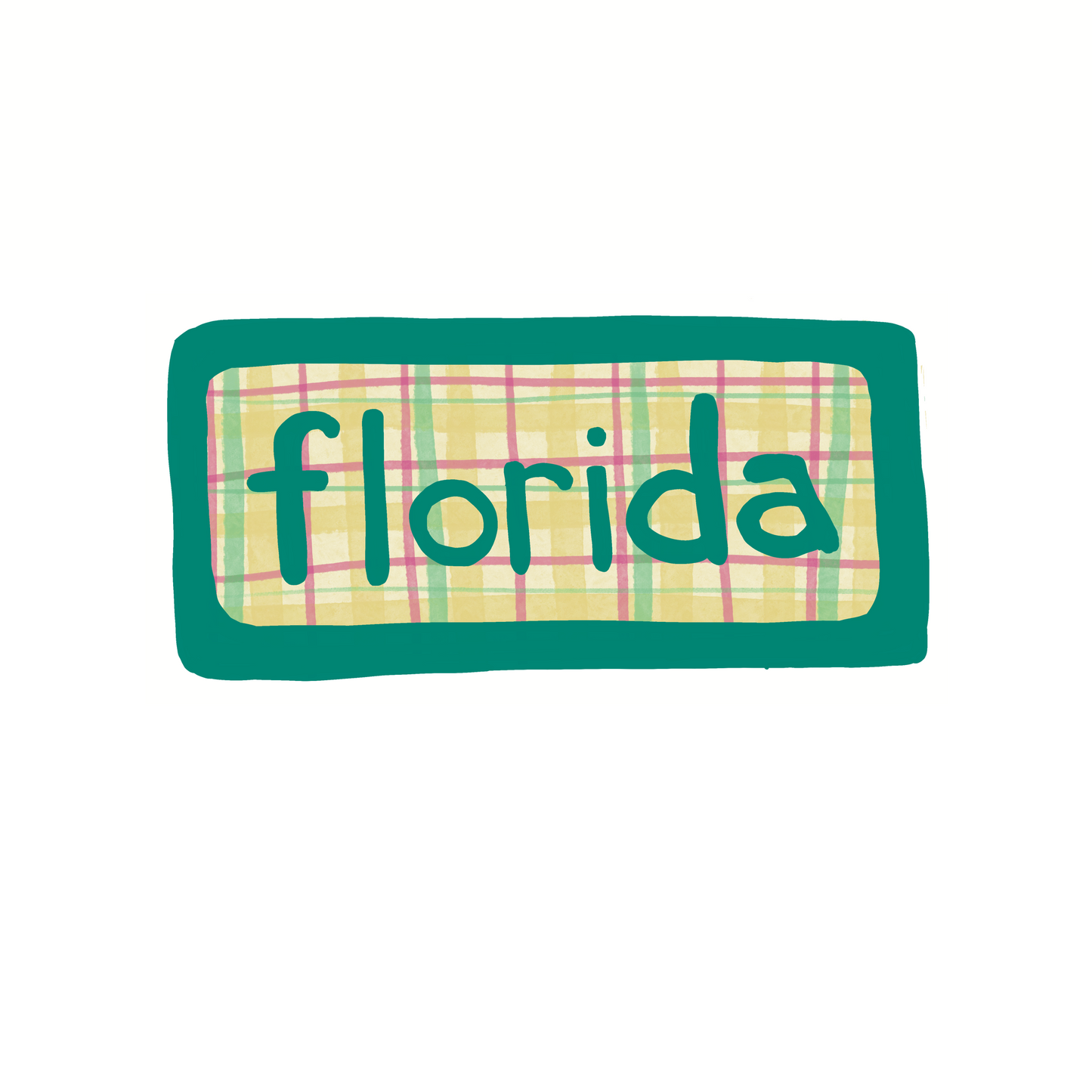 Florida - Plaid - Sticker, Magnet, Postcard, or Print