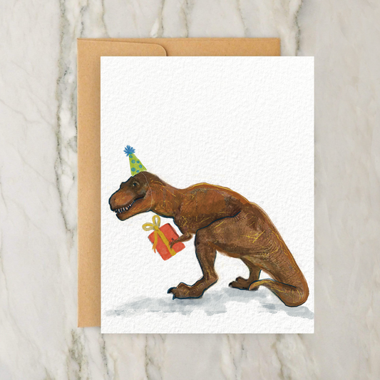 Birthday Dinosaur - Tyrannosaurus Rex 4x5" Greeting Card