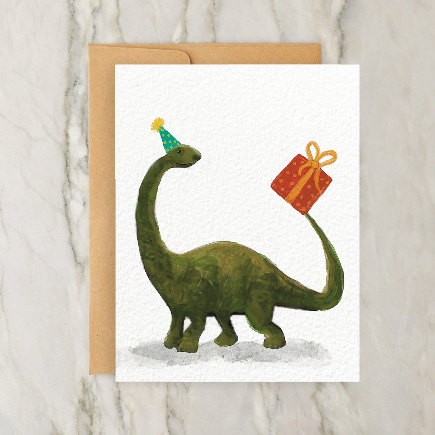 Birthday Dinosaur - Brontosaurus 4x5" Greeting Card