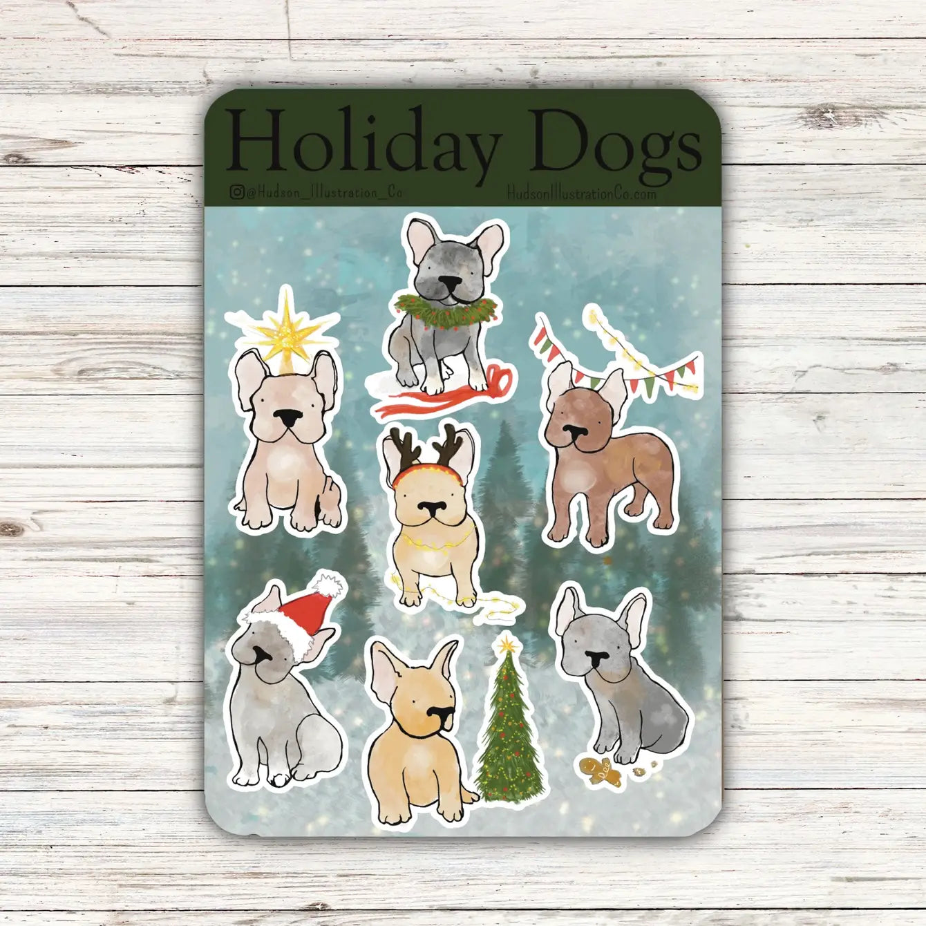 Winter Holiday / Christmas Dogs Sticker Sheet