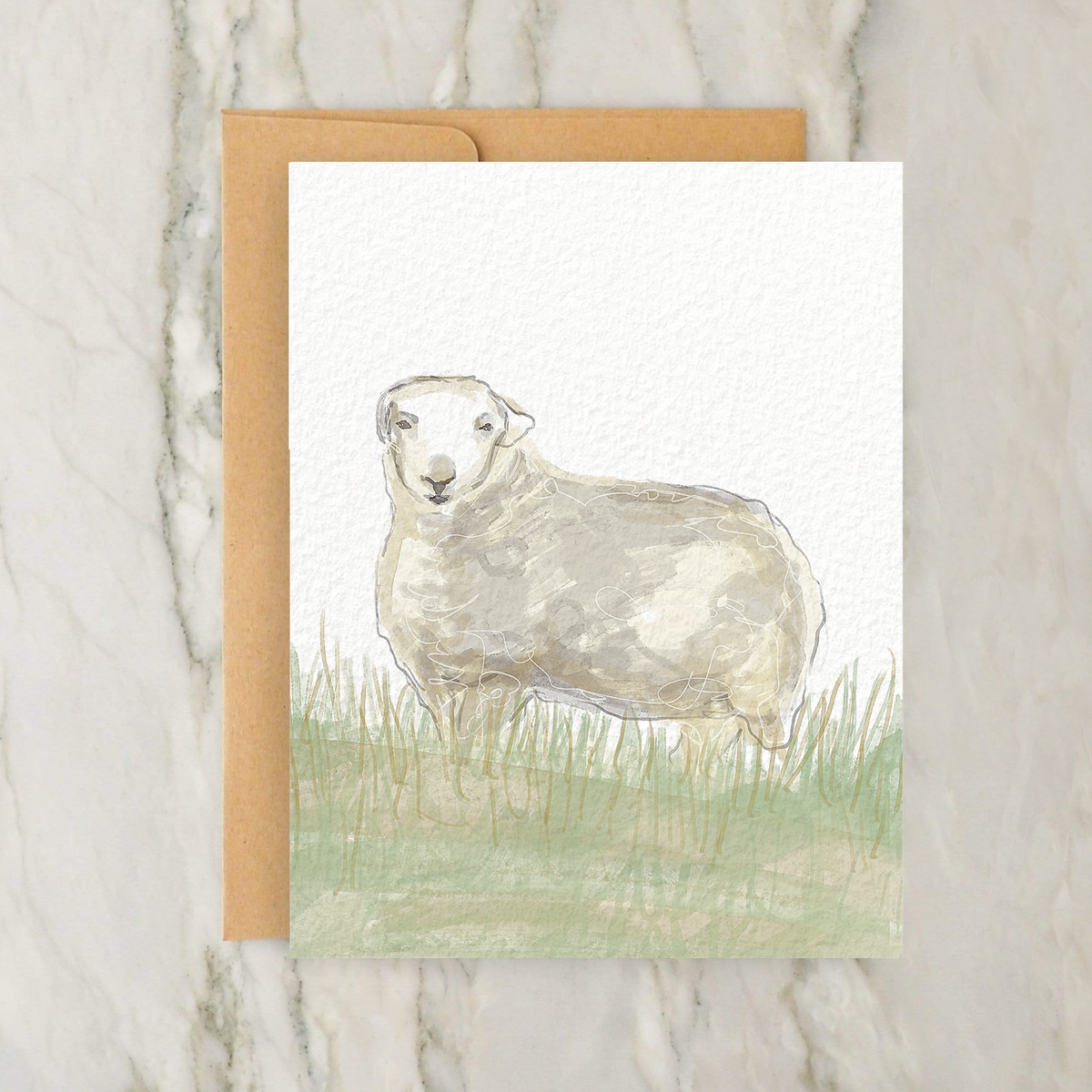 Warn Toned Sheep 4x5" Greeting Card