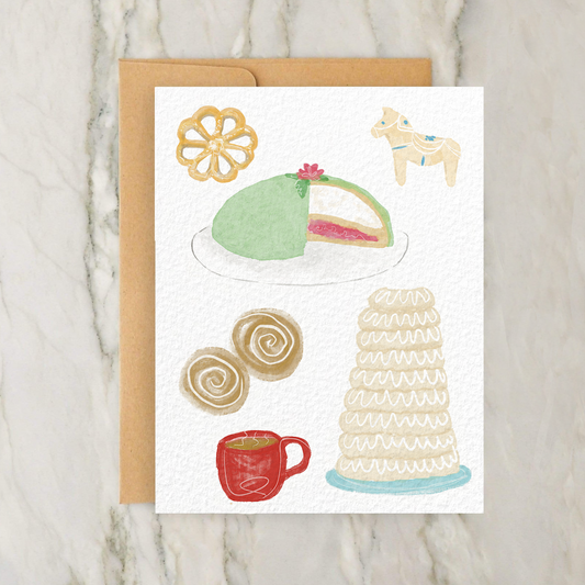 Fika - Swedish Coffee Break 4x5" Greeting Card