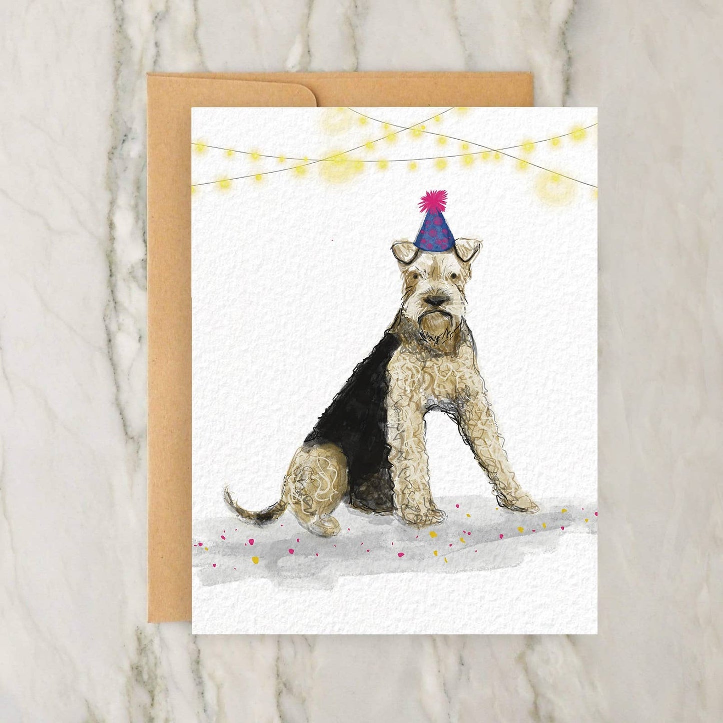 Airedale Terrier Birthday Card 4x5"