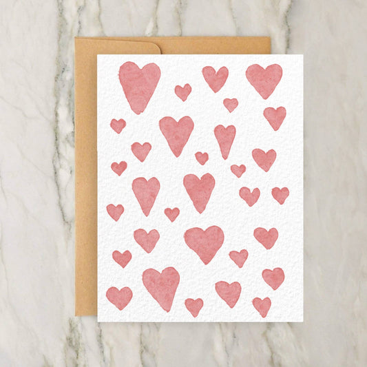 Cute Pink Simple Hearts 4x5" Greeting Card Valentines Day