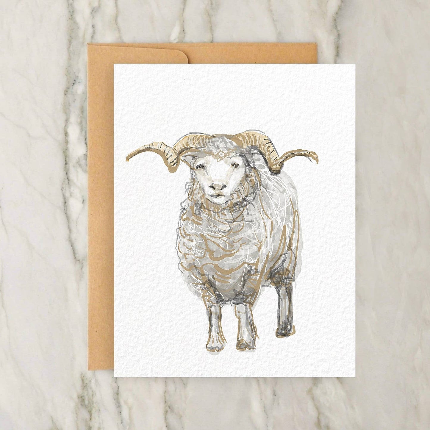 Horned Sheep Card 4x5"