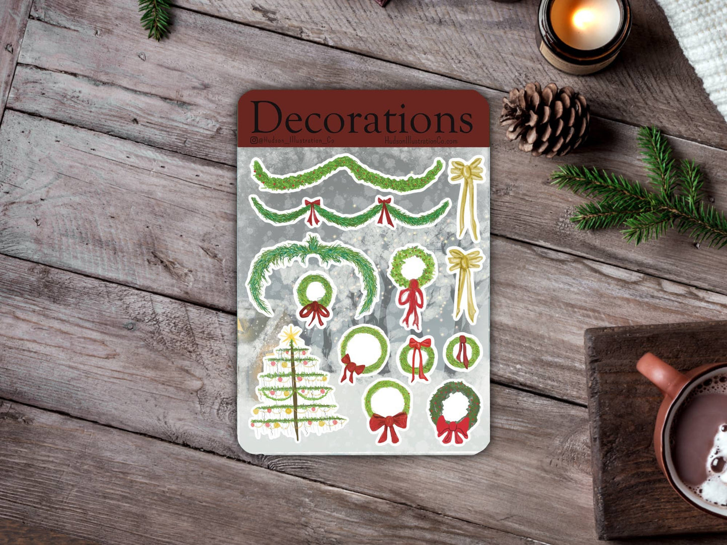 Christmas Holiday Decorations Sticker Sheet