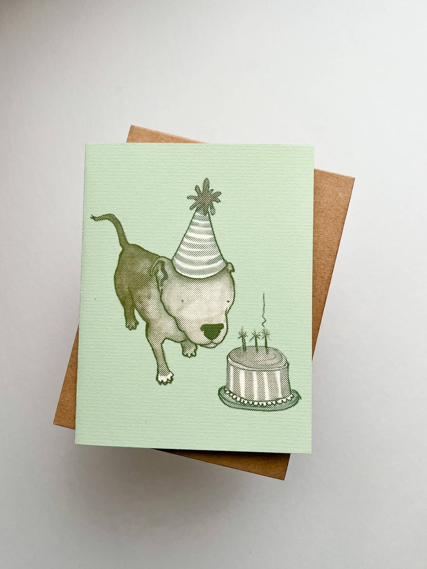 Vintage Newsprint Style Bully Dog Birthday Card