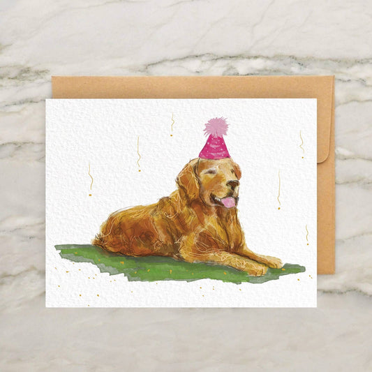 Golden Retriever Dog Birthday Card 4x5"