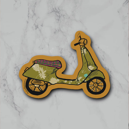 Waterproof Vinyl Floral Patterned Vespa Scooter