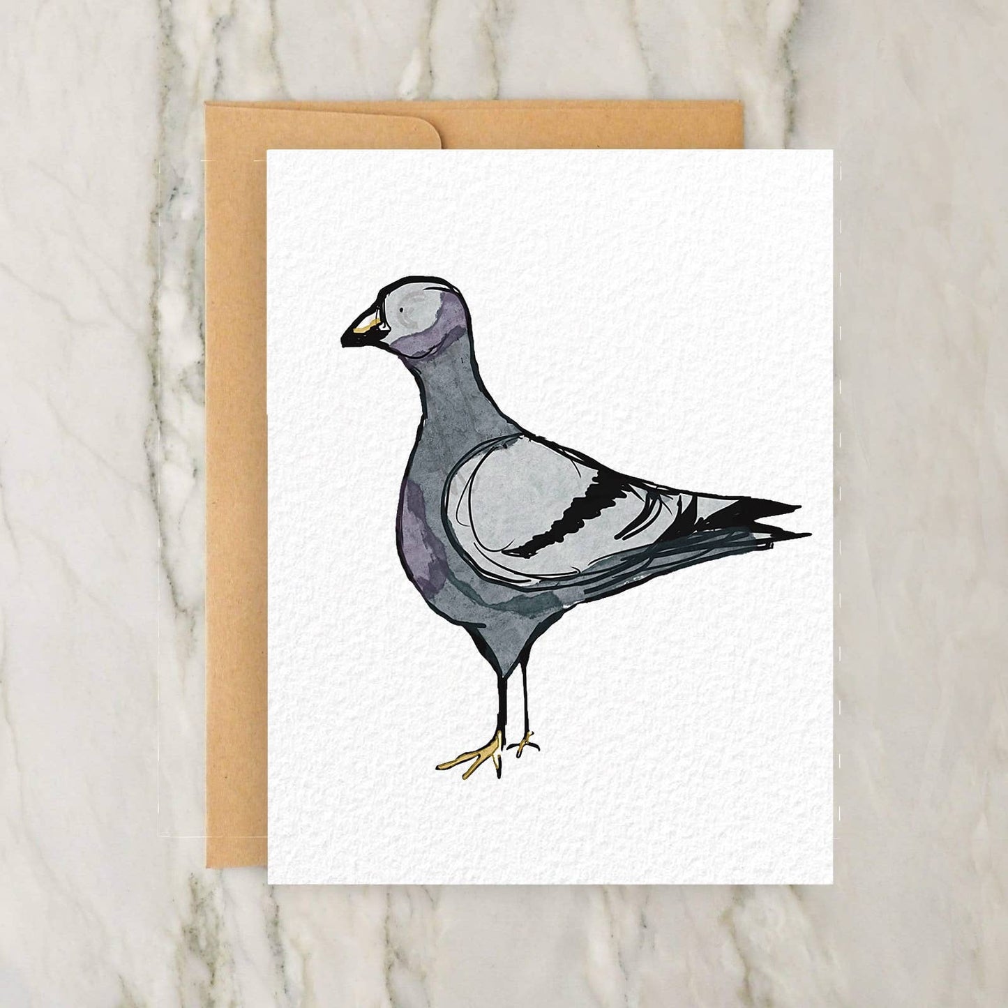 Cute Pigeon Card 4x5" Greeting Card Christmas NYC