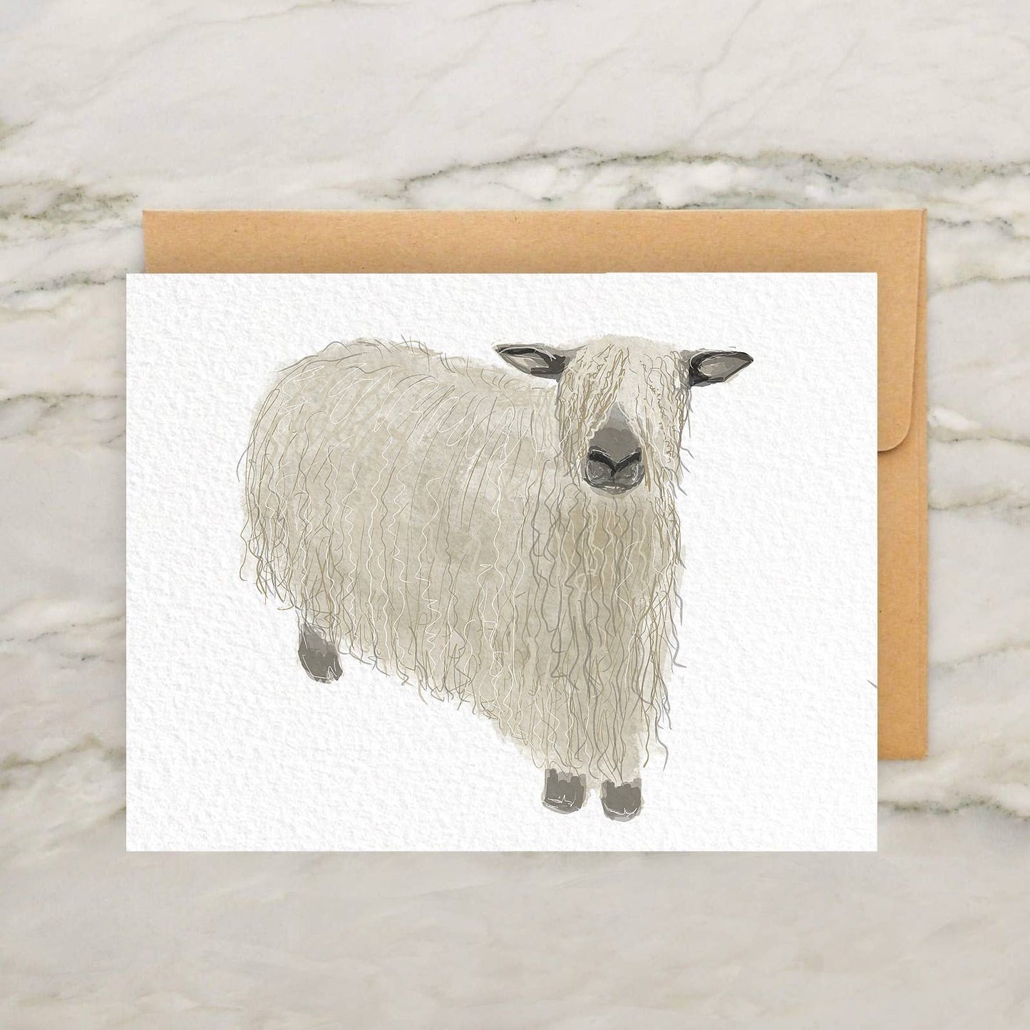 Curly Sheep Card 4x5"