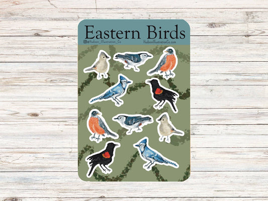 Eastern Birds - Matte  Recycled Kiss Cut Sticker Sheet