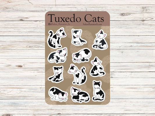 Black and White Tuxedo Cats Sticker Sheet