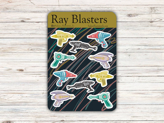 1960s Vintage Sci-Fi Space Ray Blasters Sticker Sheet