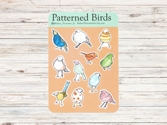 Patterned Birds Sticker Sheet