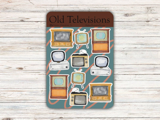 Old Televisions Sticker Sheet - Vintage Scrapbook