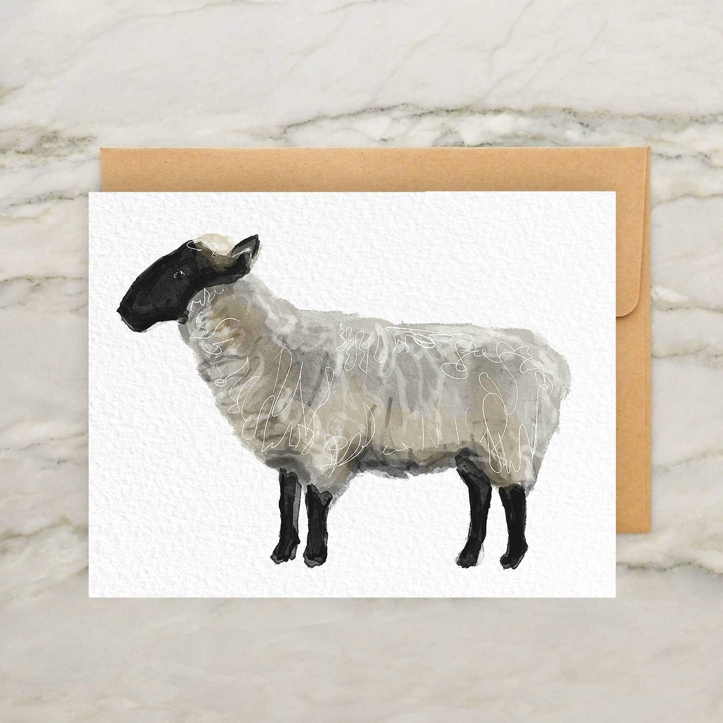 Black and White Sheep Card 4x5"