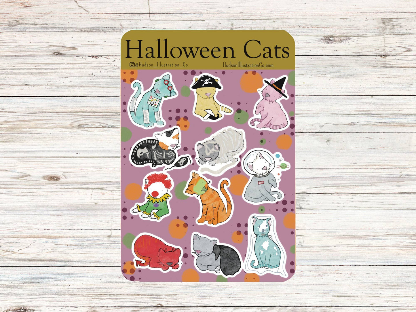 Halloween Cats in Costumes Sticker Sheet