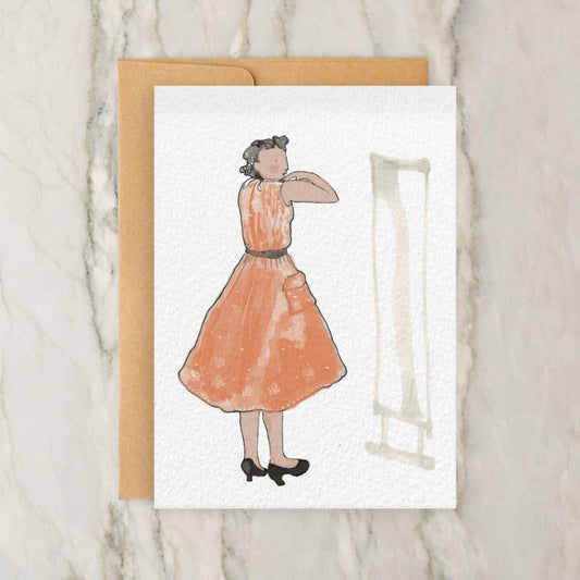 1950s Fashion Illustration 4x5" Greeting Card -Vintage Style