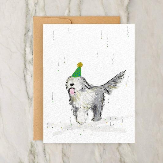 English Sheepdog Birthday Card 4x5"